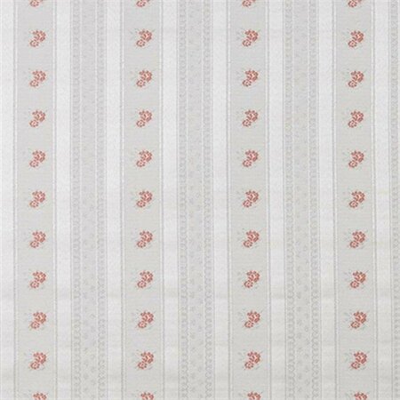 FINE-LINE 54 in. Wide Silver- White And Mahogany Red- Floral Striped Brocade Upholstery Fabric FI3458987